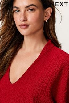 Red Long Sleeve Textured Tunic (N57799) | $38