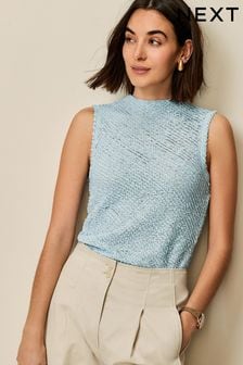 Light Blue Sleeveless Textured Tank Top (N57804) | kr420