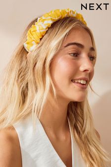 Gelb mit Blumenmuster - Strukturiertes Stirnband mit Raffung (N57822) | 15 €