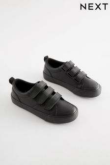 School Touch Fastening 3 Strap Shoes