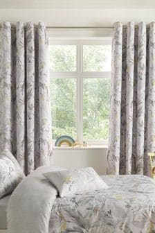 Little Knightley Grey Peru Lined 167x137cm Eyelet Curtains