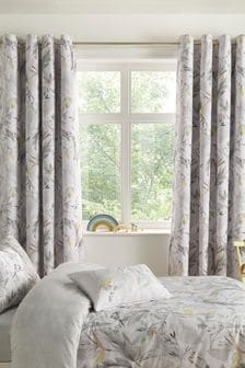 Little Knightley Grey Peru Lined 167x182cm Eyelet Curtains