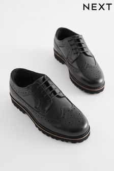 أسود - حذاء جلد ضخم بنقوش مخرمة (N57912) | 14 ر.ع - 18 ر.ع