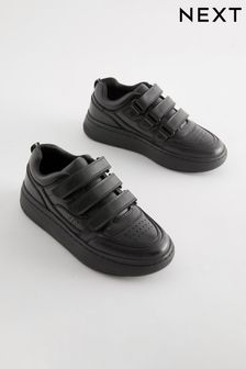 Black Standard Fit (F) School Leather Touch Fastening Strap Shoes (N57914) | HK$244 - HK$305