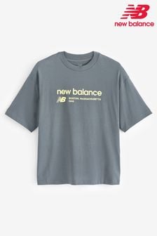 Grau - New Balance Linear Heritage Oversize-T-Shirt aus Jersey (N57936) | 55 €