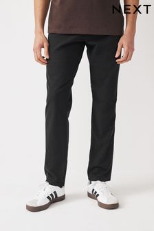 Czarny z 5 kieszeniami - Standardowy krój - Eleganckie teksturowane spodnie typu chino (N57973) | 160 zł