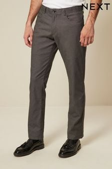 Grafitowe 5 z kieszenią - Standardowy krój - Eleganckie teksturowane spodnie typu chino (N57976) | 160 zł