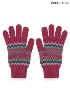 Celtic & Co. Pink Lambswool Zig Zag Fair Isle Gloves (N57998) | €41
