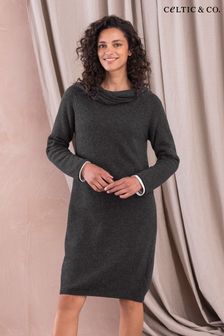 Celtic & Co. Grey Collared Slouch Knee Length Dress
