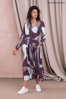 Celtic & Co. Purple Long Sleeve Tie Front Midi Dress (N58032) | €66