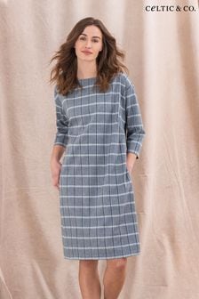 Celtic & Co. Blue Organic Cotton Check Shift Dress (N58043) | €83