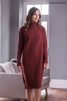 Celtic & Co. Lambswool Roll Neck Brown Dress