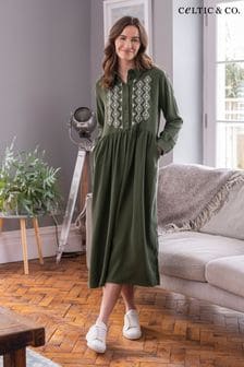 Зеленое платье-рубашка миди с вышивкой Celtic & Co. (N58062) | €90