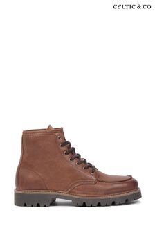 Celtic & Co. Mens Toe Stitch Lace Up Brown Boots