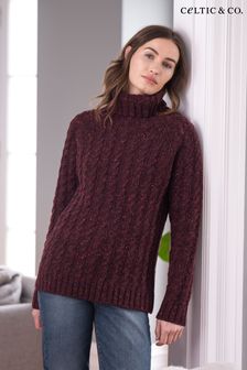 Celtic & Co. Purple Donegal Cable Roll Neck Jumper (N58107) | OMR73