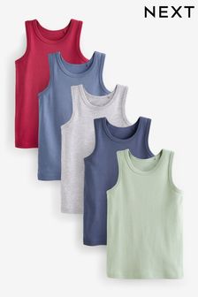 Muted Brights 5 Pack Vests (1.5-16yrs) (N58152) | SGD 22 - SGD 30