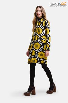 Regatta Yellow Orla Kiely Long Sleeve Midi Dress (N58404) | 248 zł