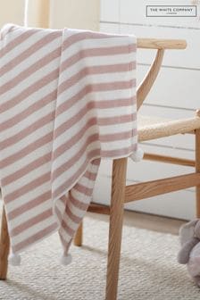 The White Company Pink Stripe Cotton Cashmere Baby Blanket (N58583) | ₪ 279