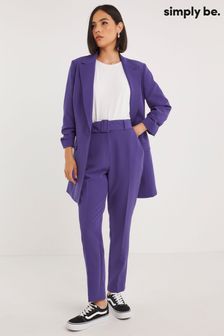Fioletowe dopasowane spodnie Simply Be z paskiem (N58602) | 154 zł