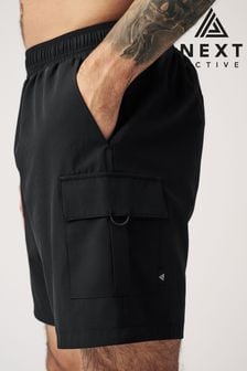 Black Active Cargo Gym Sports Shorts (N58650) | $39