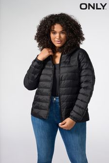 ONLY Curve Black Padded Hooded Coat (N58817) | €59