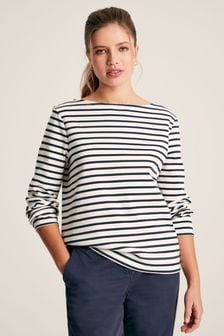 Joules New Harbour Cream/Navy Striped Boat Neck Breton Top (N58835) | 46 €