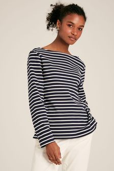 Joules New Harbour Navy Striped Boat Neck Breton Top (N58841) | KRW63,900