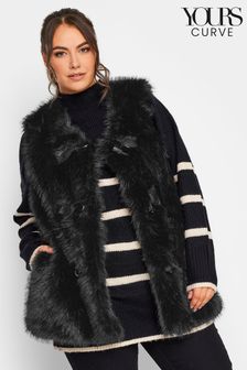 Yours Curve Black Plush Faux Fur Gilet With Toggles (N58962) | 46 €