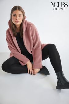 Yours Curve Pink Teddy Hooded Jacket (N58974) | €24