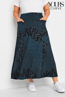 Yours Curve Black Printed Pocket Detail Maxi Skirt (N58981) | €22