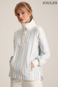 Joules Burnham Blue & White Striped Funnel Neck Quarter Zip Sweatshirt (N59005) | €48.50