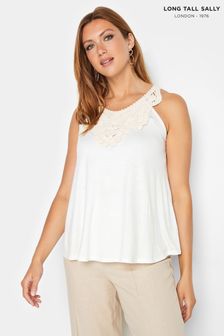 Long Tall Sally White Crochet Trim Vest Top (N59037) | AED139