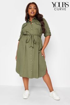 Verde - Rochie tip cămașă utilitară mărimi mari Yours (N59052) | 197 LEI