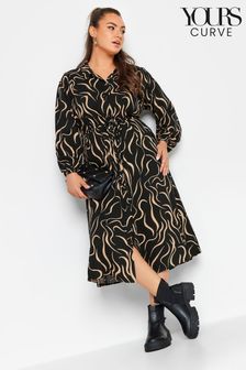 Yours Curve Black Long Sleeve Shirt Dress (N59058) | $57