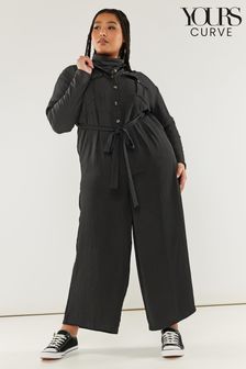 黑色 - Yours加大尺碼限量系列長袖鬆身連身褲 (N59081) | NT$1,540