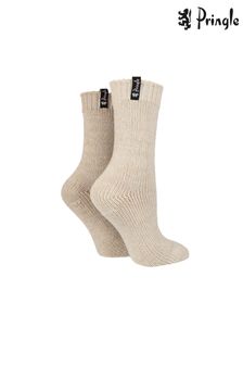 Pringle Natural Textured Knit Wool Blend Boot Socks (N59086) | 44 SAR