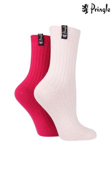 Pringle Grey Pink Super Soft Bamboo Leisure Socks (N59089) | €17.50