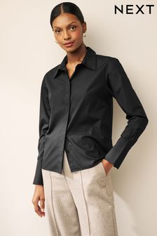 Black Fitted Collared Long Sleeve Shirt (N59116) | HK$153