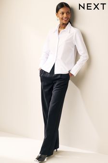 White Fitted Collared Long Sleeve Shirt (N59117) | HK$153