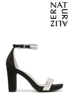 Naturalizer Joy Sparkle Ankle Strap Heeled Black Sandals (N59133) | $223