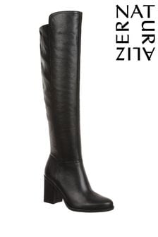 Темно-чорний - Naturalizer Замшеві коричневі чоботи Kyrie вище коліна (N59156) | 15 163 ₴