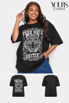 Yours Curve Black 2 Pack Boxy T-Shirts (N59339) | kr325