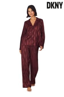 DKNY Red Life of the Party Satin Notch Dkny Logo Pyjamas Set (N59357) | 407 zł