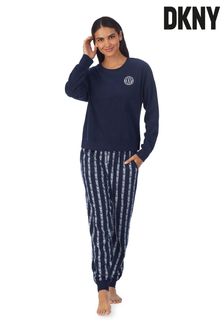 DKNY Blue Gift Better Long Sleeve Top and Joggers Fleece Pyjamas Set (N59359) | €63