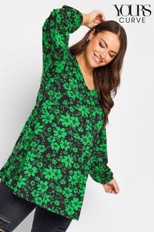 Yours Curve Green Long Sleeve Pleat Swing Top (N59375) | NT$1,120