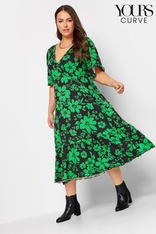 Yours Curve Green Angel Tier Wrap Dress (N59381) | $52