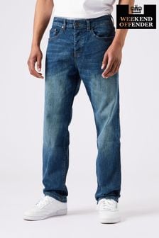 Weekend Offender Washed Vintage Blue Straight Fit Jeans
