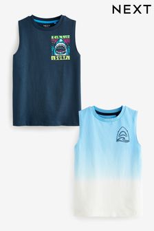Blue Shark Graphic Tank Vest Tops 2 Pack (3-16yrs) (N59464) | ￥2,780 - ￥3,820