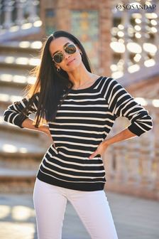 Sosandar Black Striped Sweatshirt (N59593) | SGD 95