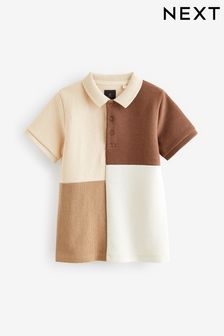 חום בהיר - חולצת פולו עם שרוול קצר בשילוב צבעים (גילאי 3 עד 16) (N59604) | ‏50 ‏₪ - ‏71 ‏₪